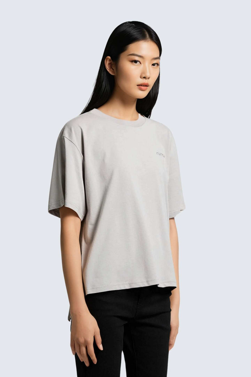 W Moon Tee Short Oversize - Stone