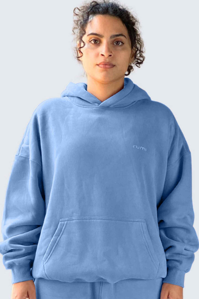 U Moon Dento Sweatshirt Oversize Fleece + Hoodie - Ocean