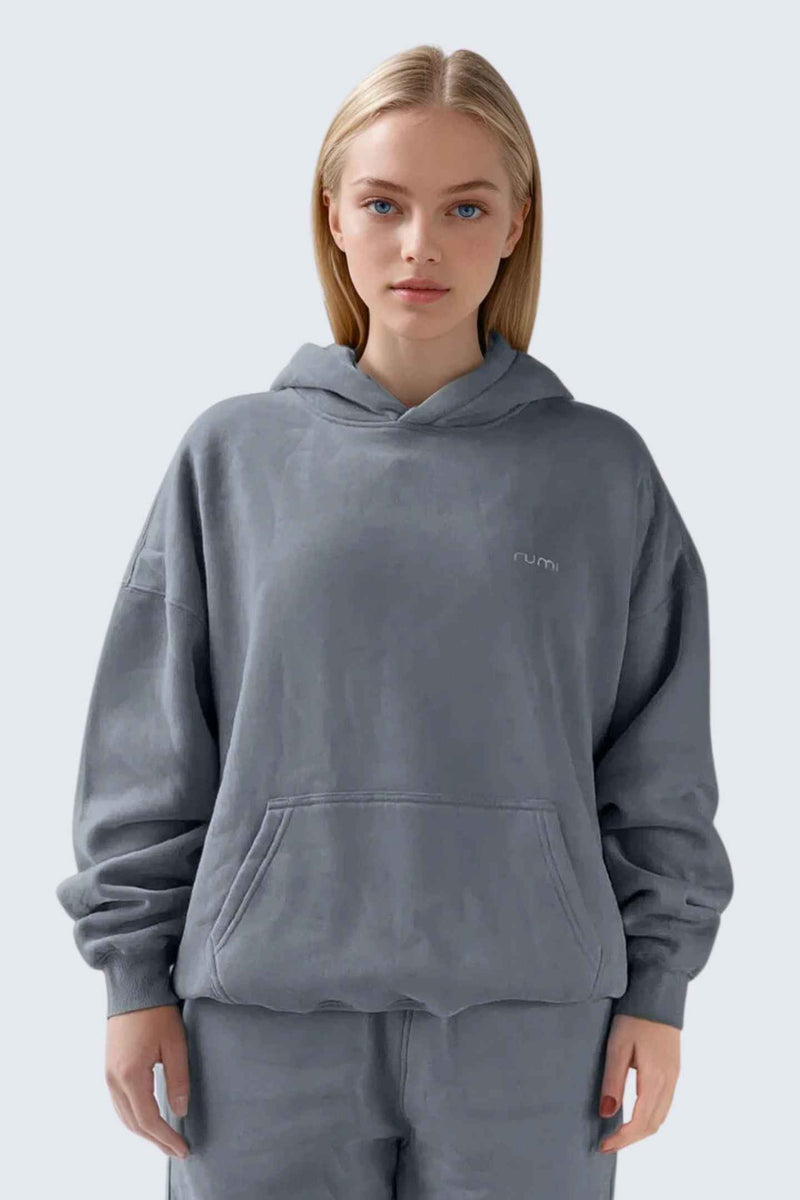 WU Moon Dento Sweatshirt Oversize Fleece + Hoodie - Stone