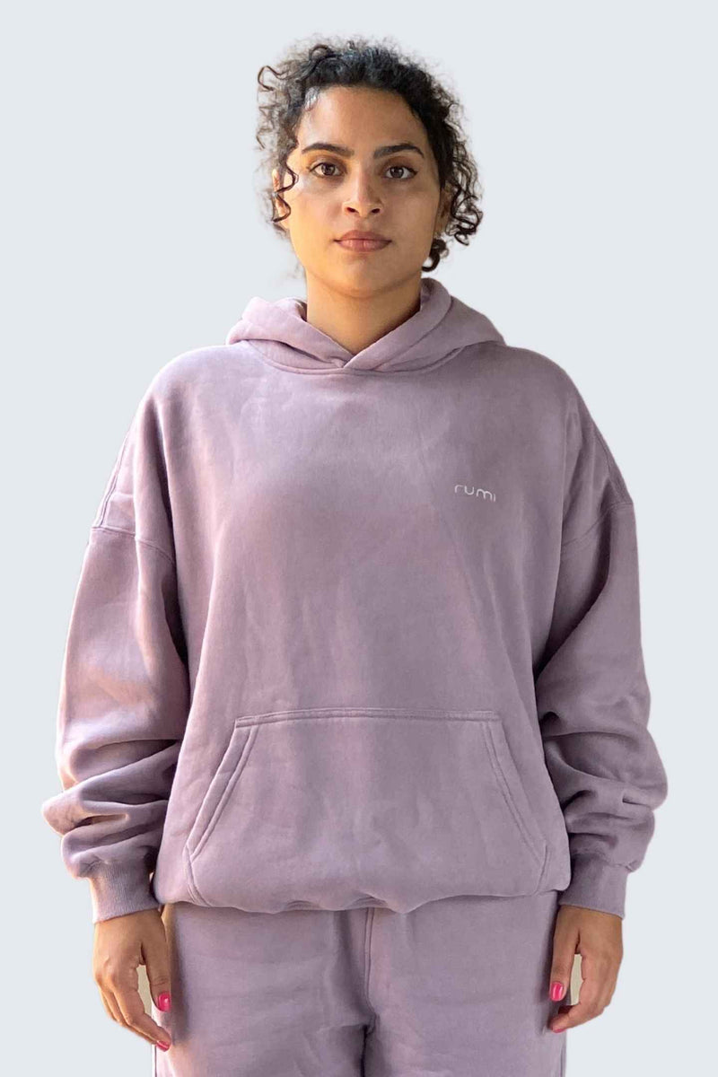 WU Moon Dento Sweatshirt Oversize Fleece + Hoodie - Plum Light