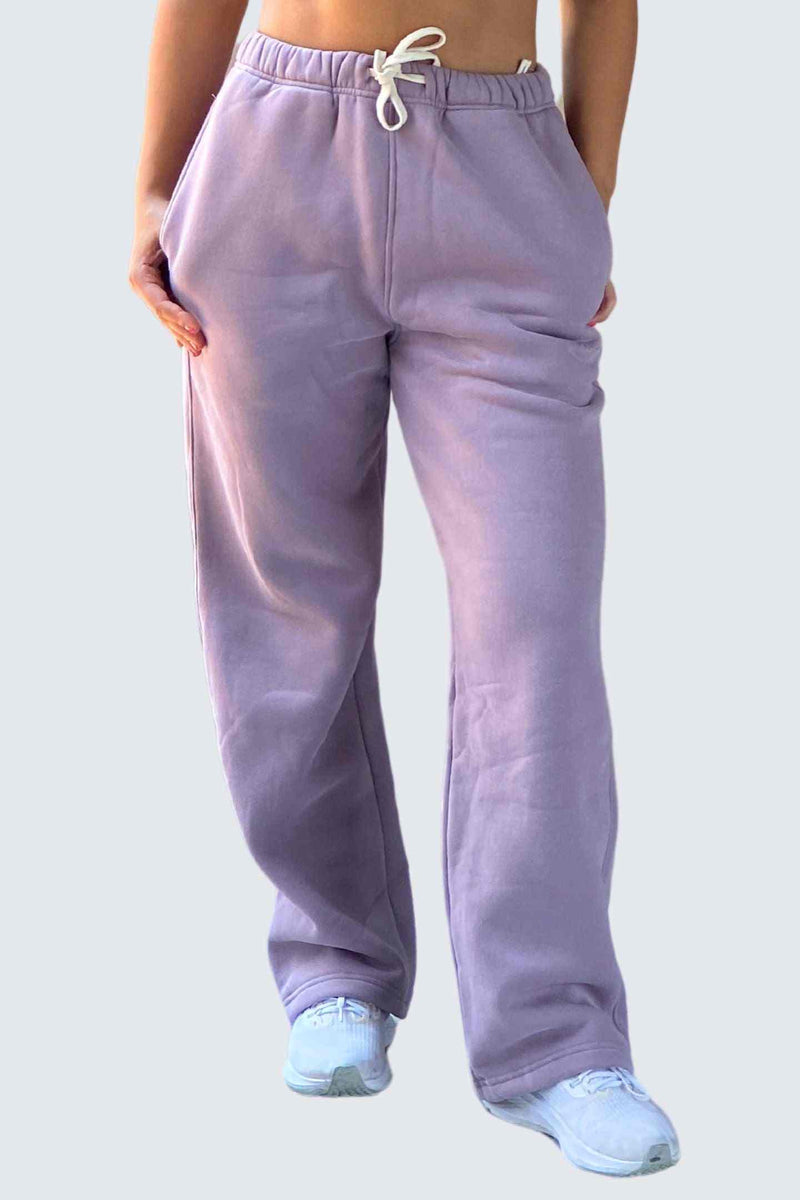 U Moon Sweatpants Relaxed Open Fleece - Plum Light