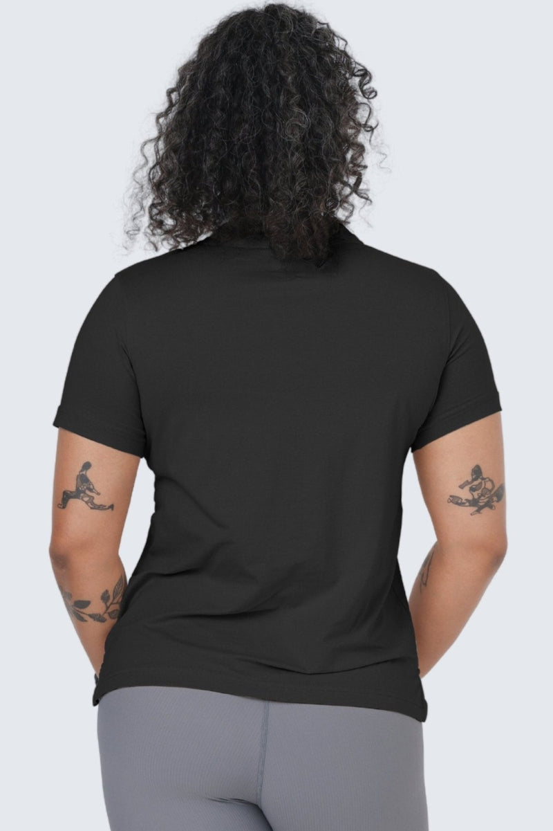 W Moon Move Tee Mock Henley - Black