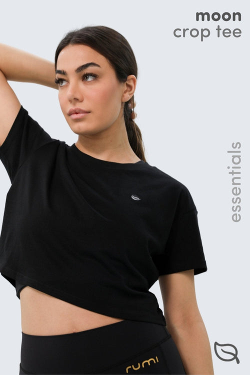 W Moon Tee Cropped - Black