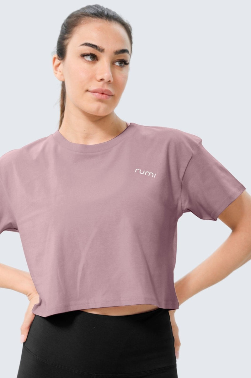 Rumi Earth - W Moon Tee Cropped - Rose Deep - R111111RDP - Tops