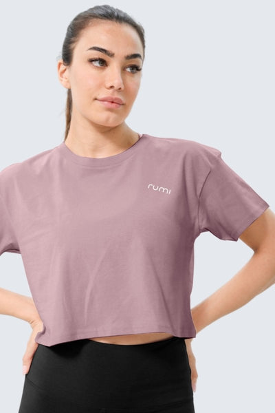 Rumi Earth - W Moon Tee Cropped - Rose Deep - R111111RDP - Tops