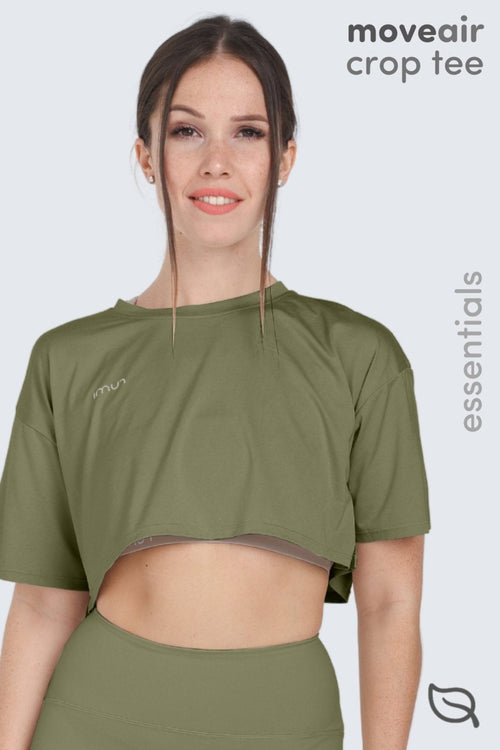 W MoveAir Tee Cropped - Leaf Deep