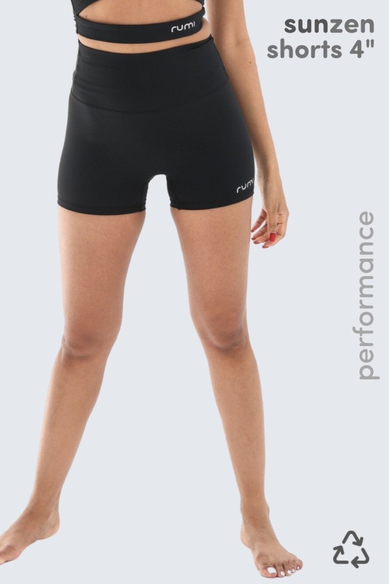 Rumi Earth - W Sun Zen Shorts 4” - Black - R124442BKP - Bottoms