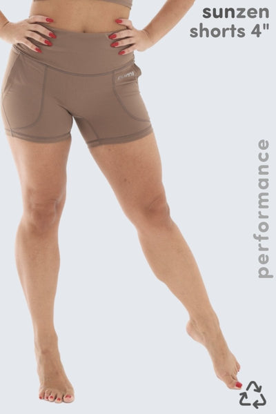 Rumi Earth - W Sun Zen Shorts 4” + Pockets - Wood - R124443WDP - Bottoms