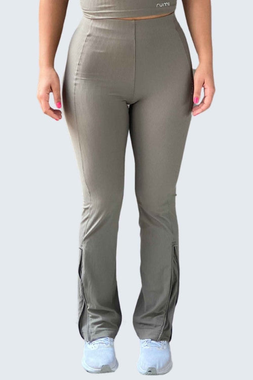 W SunRib Fit Joggers Open + Zip - Wood