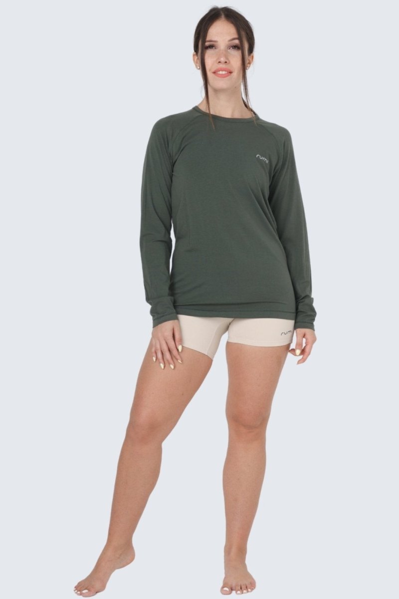 Rumi Earth - WU Move Tee Long Sleeve - Olive Deep - R521515DOP - Tops